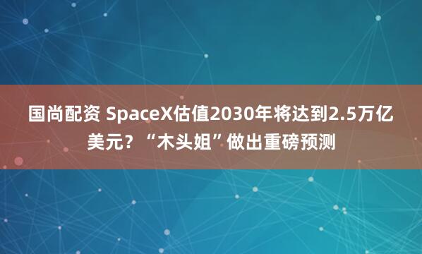 国尚配资 SpaceX估值2030年将达到2.5万亿美元？“木头姐”做出重磅预测